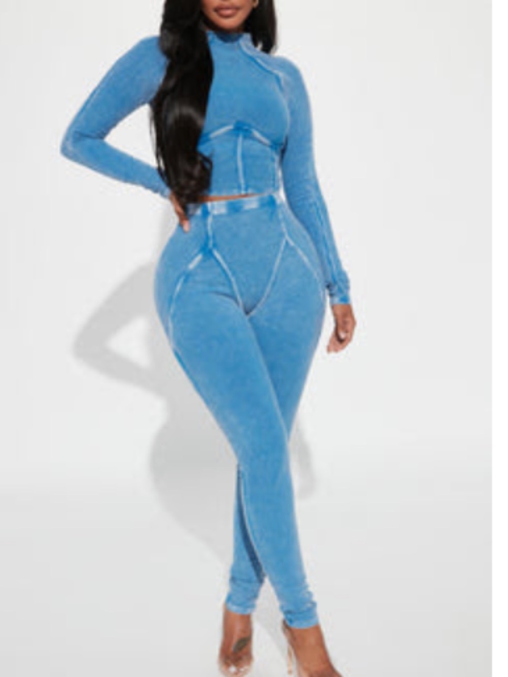 Fashion Nova Electric Blue High-Waist Seam Leggings